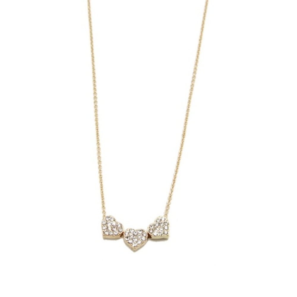 NWT Crystal 3 Heart Dainty Gold Necklace